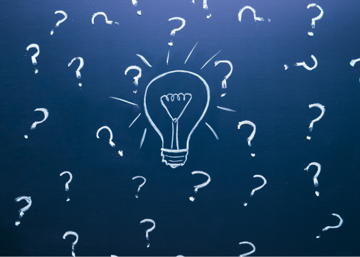 Idea Graphic with Light Bulb and Question Marks
